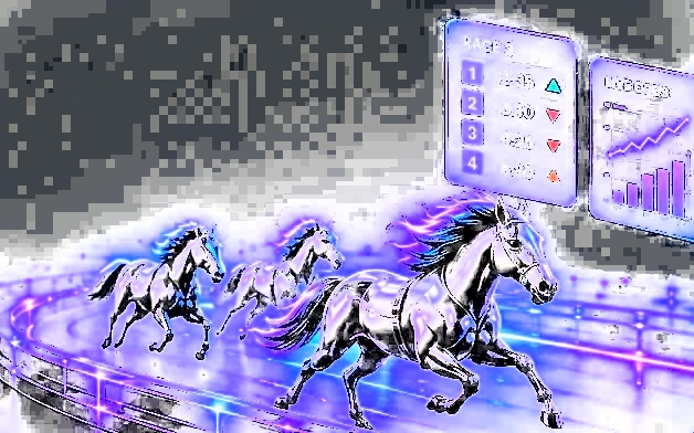 Glowing horses racing with live odds