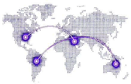 World map with payment routes